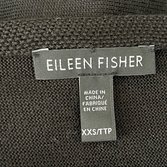 Eileen Fisher Size XXS Black Rib Knit Slit Sleeve Sweater Top Lyocell Silk Blend - Picture 9 of 10